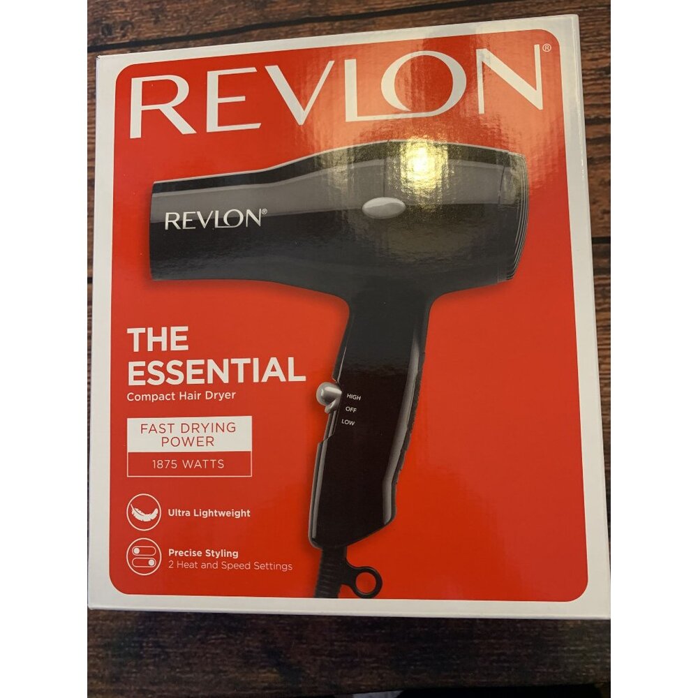 Revlon The Essential Compact Hair Dryer 1875 Watts Ultra Lightweight 2 Heat & Sp